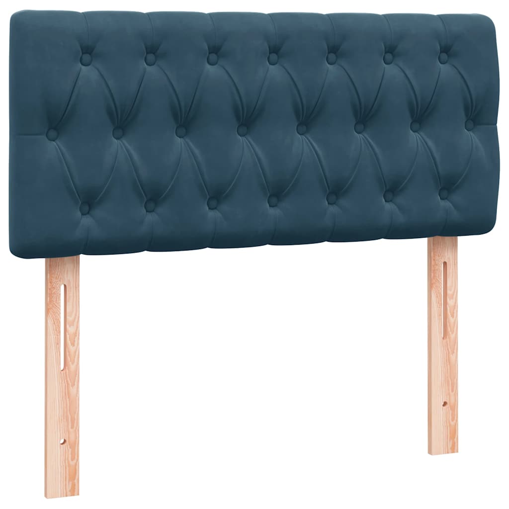Κρεβάτι Boxspring με Στρώμα Σκούρο Μπλε 90x220 εκ. Βελούδινο - Pakobazaar