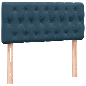 Κρεβάτι Boxspring με Στρώμα Σκούρο Μπλε 90x220 εκ. Βελούδινο - Pakobazaar