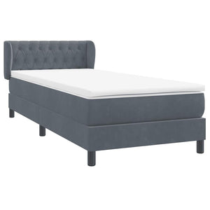 Box Spring Κρεβάτι με στρώμα Σκούρο γκρι 100x220 εκ. Βελούδινο - Pakobazaar