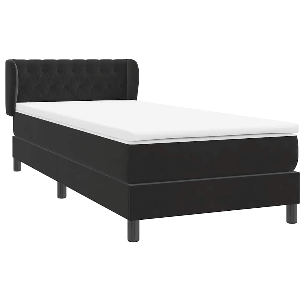 Box Spring Κρεβάτι με στρώμα Μαύρο 100x220 εκ. Βελούδινο - Pakobazaar