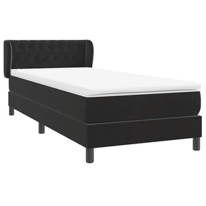 Box Spring Κρεβάτι με στρώμα Μαύρο 100x220 εκ. Βελούδινο - Pakobazaar