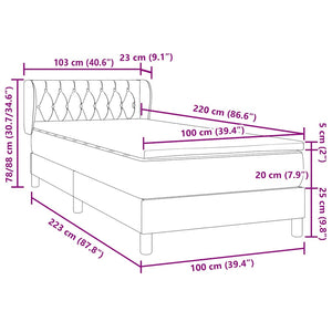 Box Spring κρεβάτι με στρώμα σκούρο πράσινο 100x220cm Βελούδινο - Pakobazaar