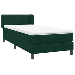 Box Spring κρεβάτι με στρώμα σκούρο πράσινο 100x220cm Βελούδινο - Pakobazaar