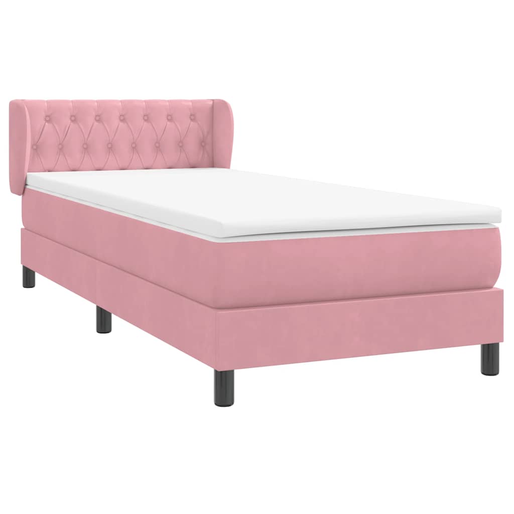 Box Spring κρεβάτι με στρώμα ροζ 100x220 cm Βελούδινο - Pakobazaar