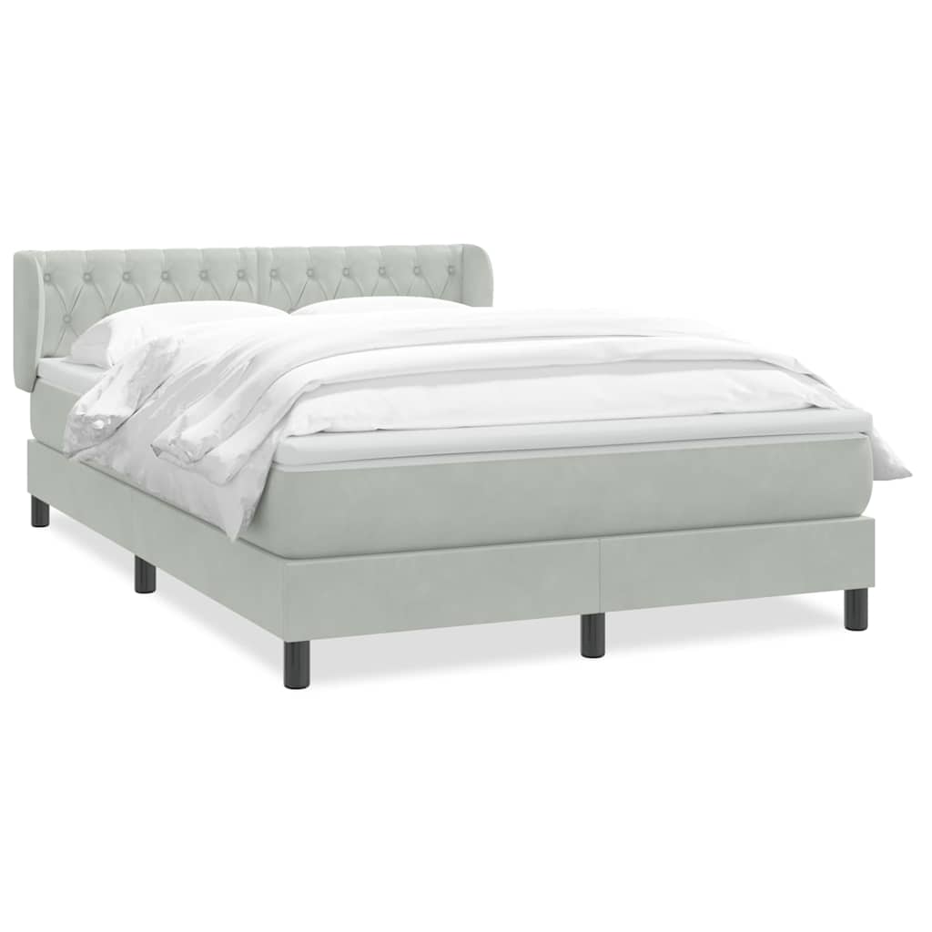 Κρεβάτι Boxspring με Στρώμα Ανοιχτό Γκρι 160x220 εκ. Βελούδινο - Pakobazaar