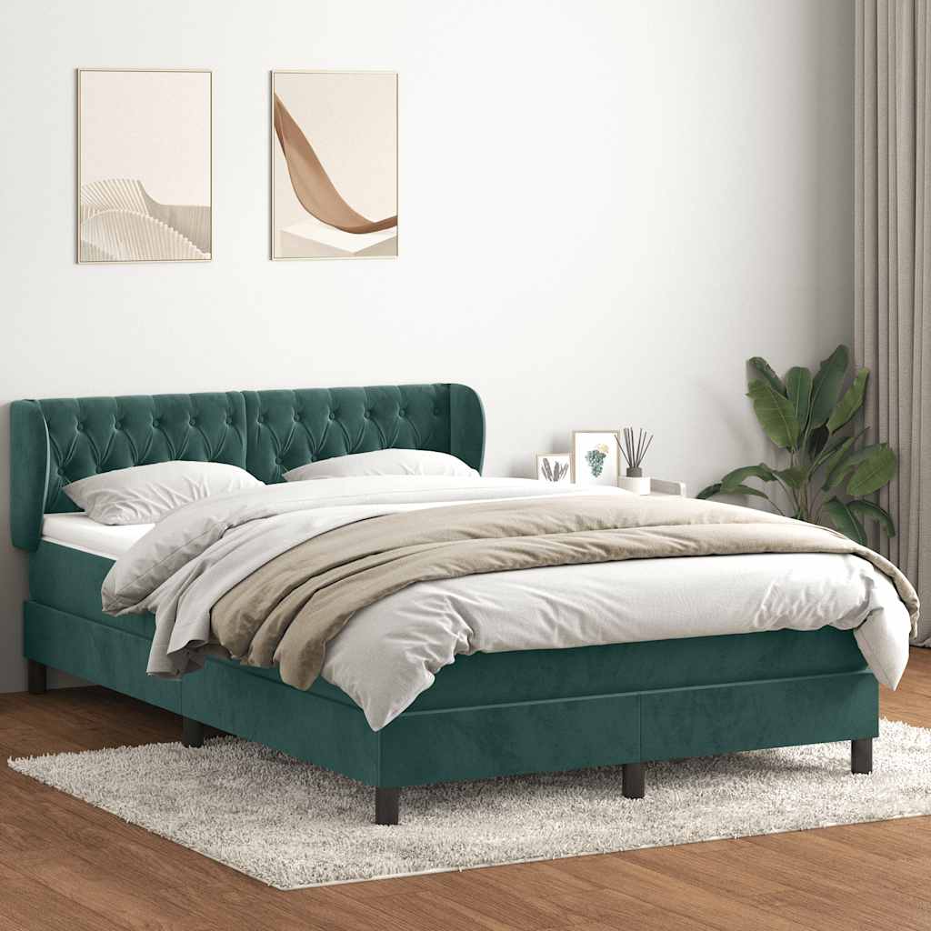 Box Spring κρεβάτι με στρώμα σκούρο πράσινο 160x220cm Βελούδινο - Pakobazaar