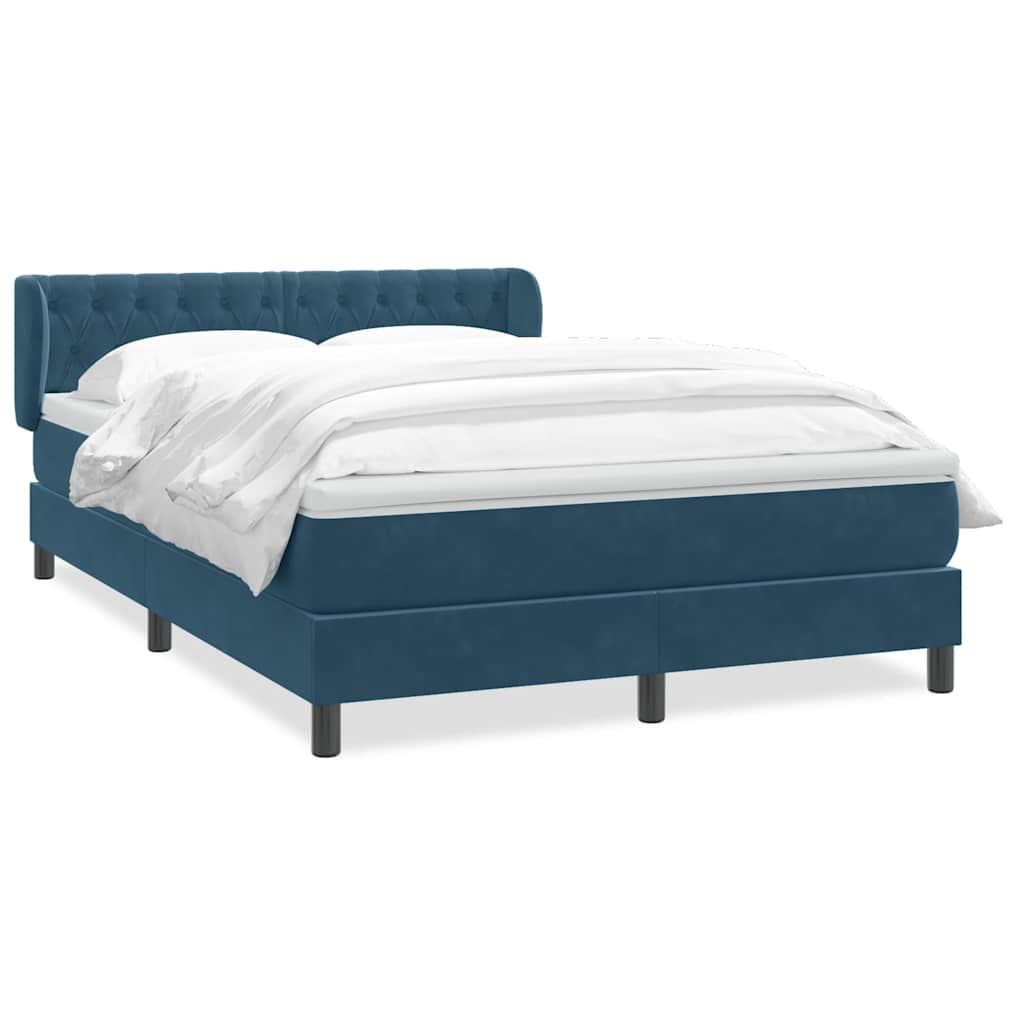 Box Spring κρεβάτι με στρώμα σκούρο μπλε 160x220 cm Βελούδινο - Pakobazaar