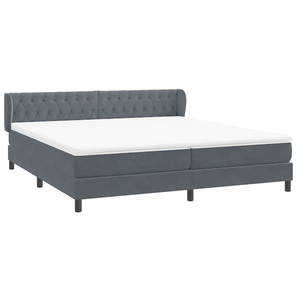 Box Spring Κρεβάτι με στρώματα Σκούρο γκρι 180x220 cm Βελούδινο