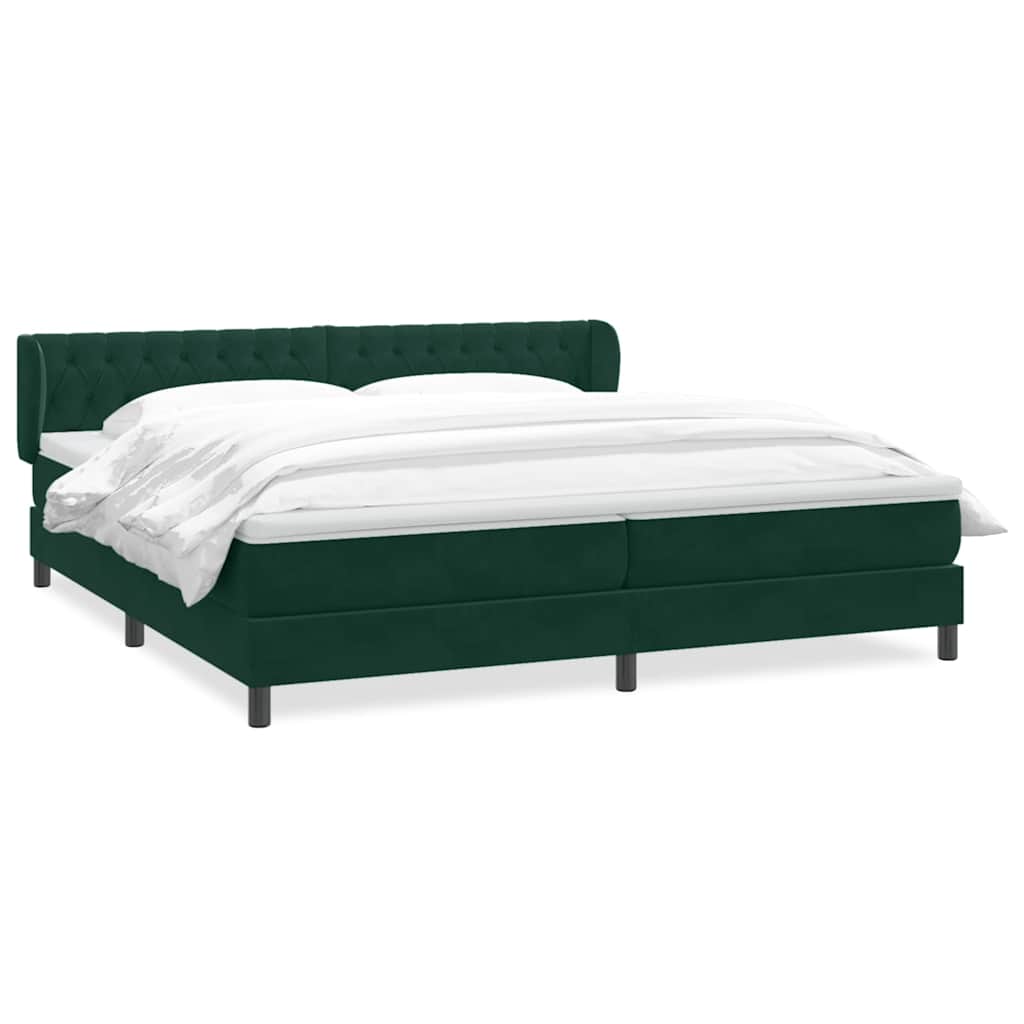 Box Spring κρεβάτι με στρώματα σκούρο πράσινο Βελούδινο - Pakobazaar
