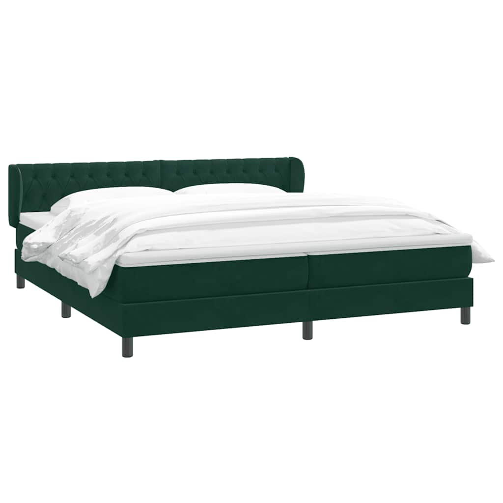 Box Spring κρεβάτι με στρώματα σκούρο πράσινο Βελούδινο - Pakobazaar