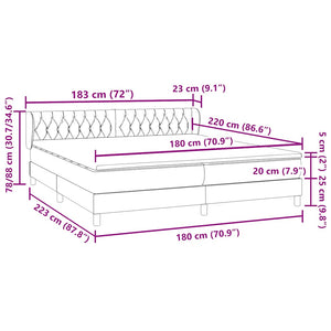 Box Spring κρεβάτι με στρώματα σκούρο μπλε 180x220 cm Βελούδινο - Pakobazaar
