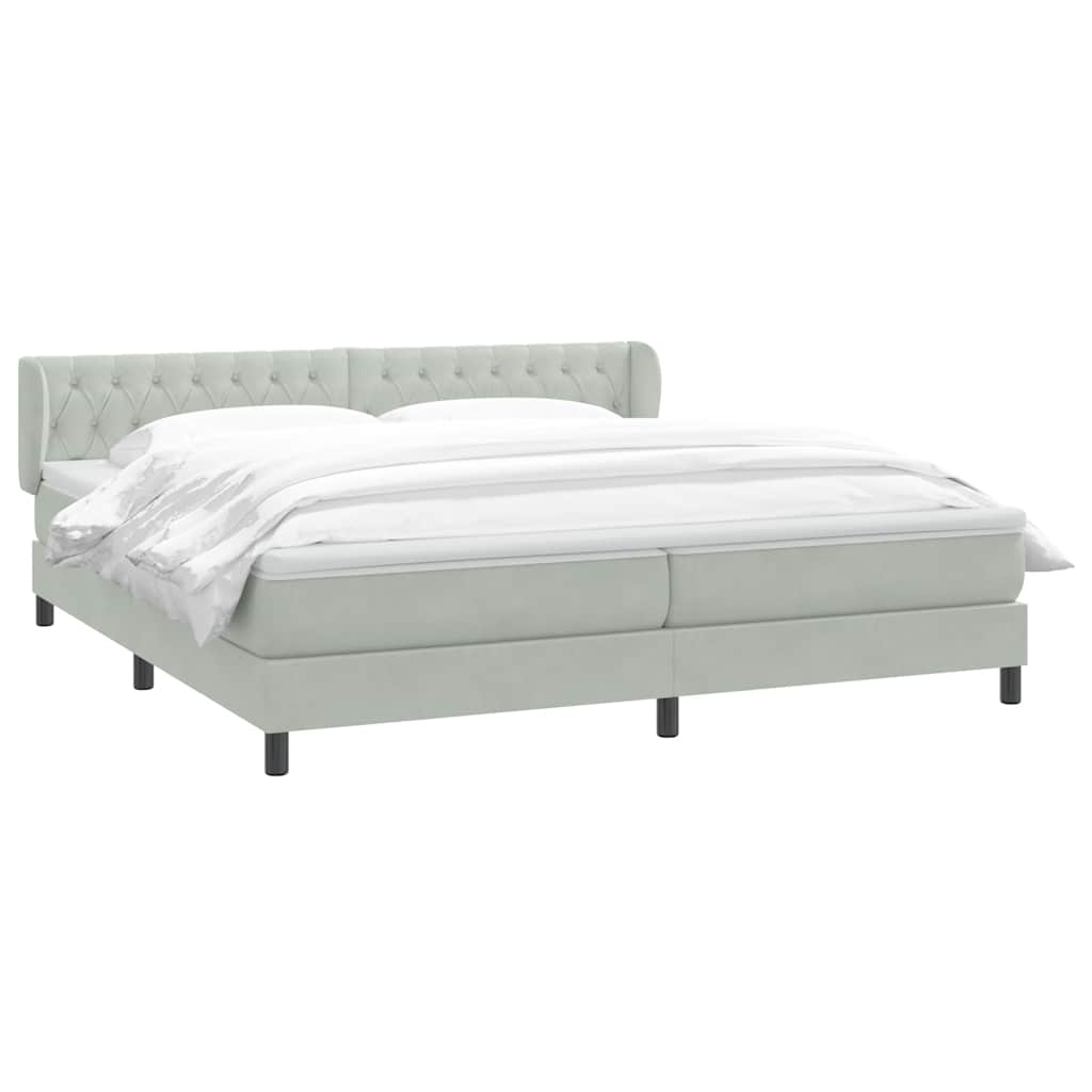 Box Spring κρεβάτι με στρώματα ανοιχτό γκρι 200x220cm Βελούδινο