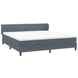 Box Spring Κρεβάτι με στρώματα Σκούρο γκρι 200x220 cm Βελούδινο - Pakobazaar