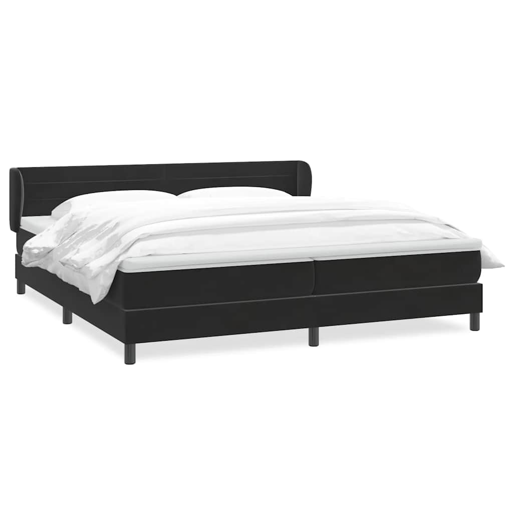 Κρεβάτι Box Spring με στρώματα Μαύρο 200x220 cm Βελούδινο - Pakobazaar