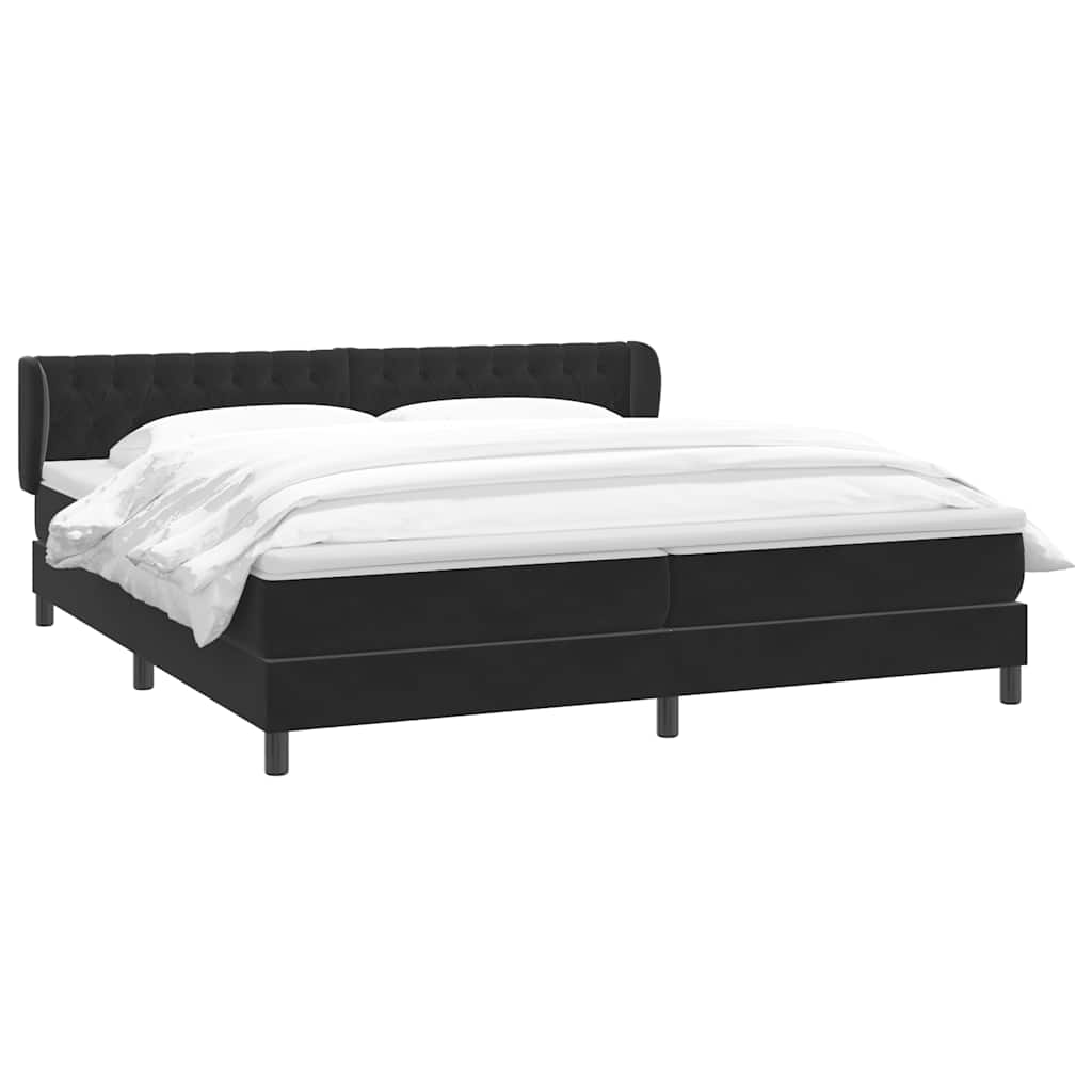 Κρεβάτι Box Spring με στρώματα Μαύρο 200x220 cm Βελούδινο - Pakobazaar