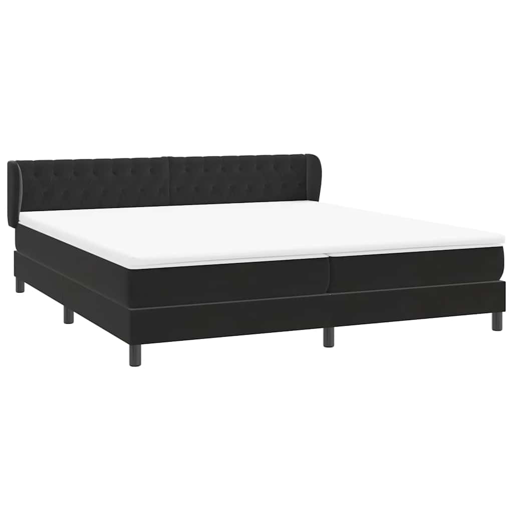 Κρεβάτι Box Spring με στρώματα Μαύρο 200x220 cm Βελούδινο - Pakobazaar
