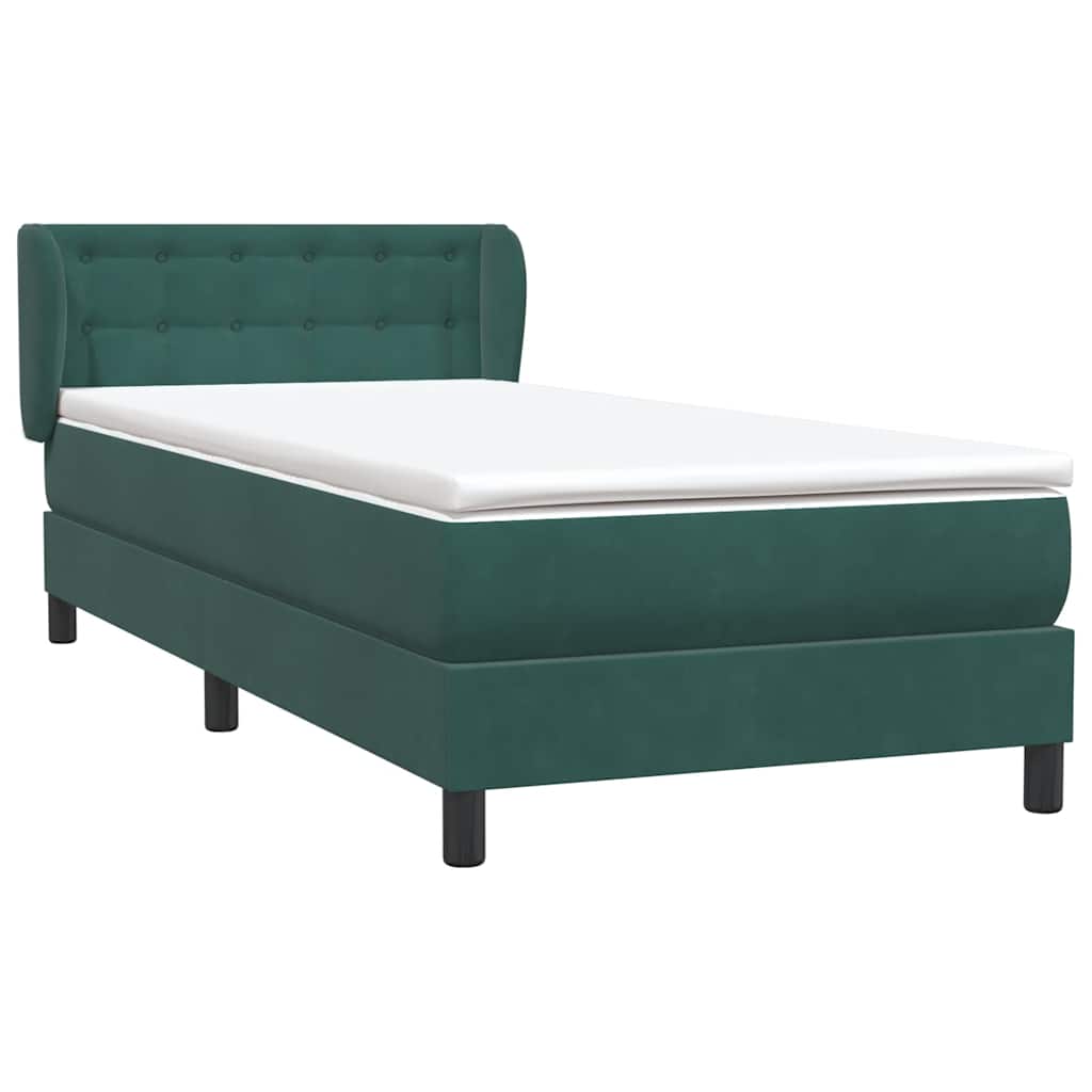 Box Spring Κρεβάτι με στρώμα Σκούρο πράσινο 80x210 cm Velvet - Pakobazaar