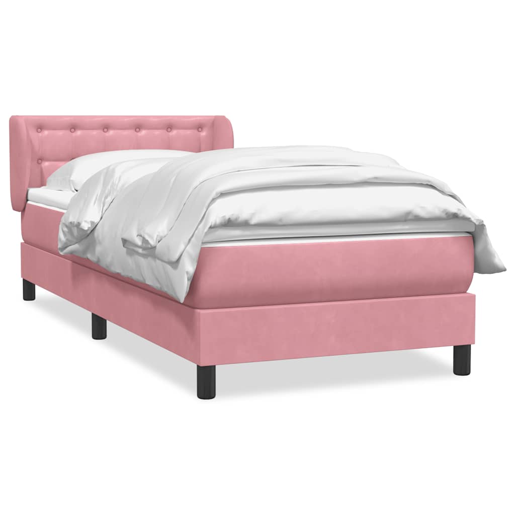 Box Spring κρεβάτι με στρώμα ροζ 80x210 εκ. Βελούδινο - Pakobazaar
