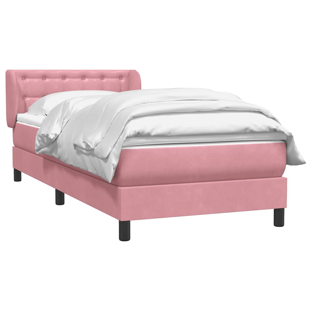 Box Spring κρεβάτι με στρώμα ροζ 80x210 εκ. Βελούδινο - Pakobazaar