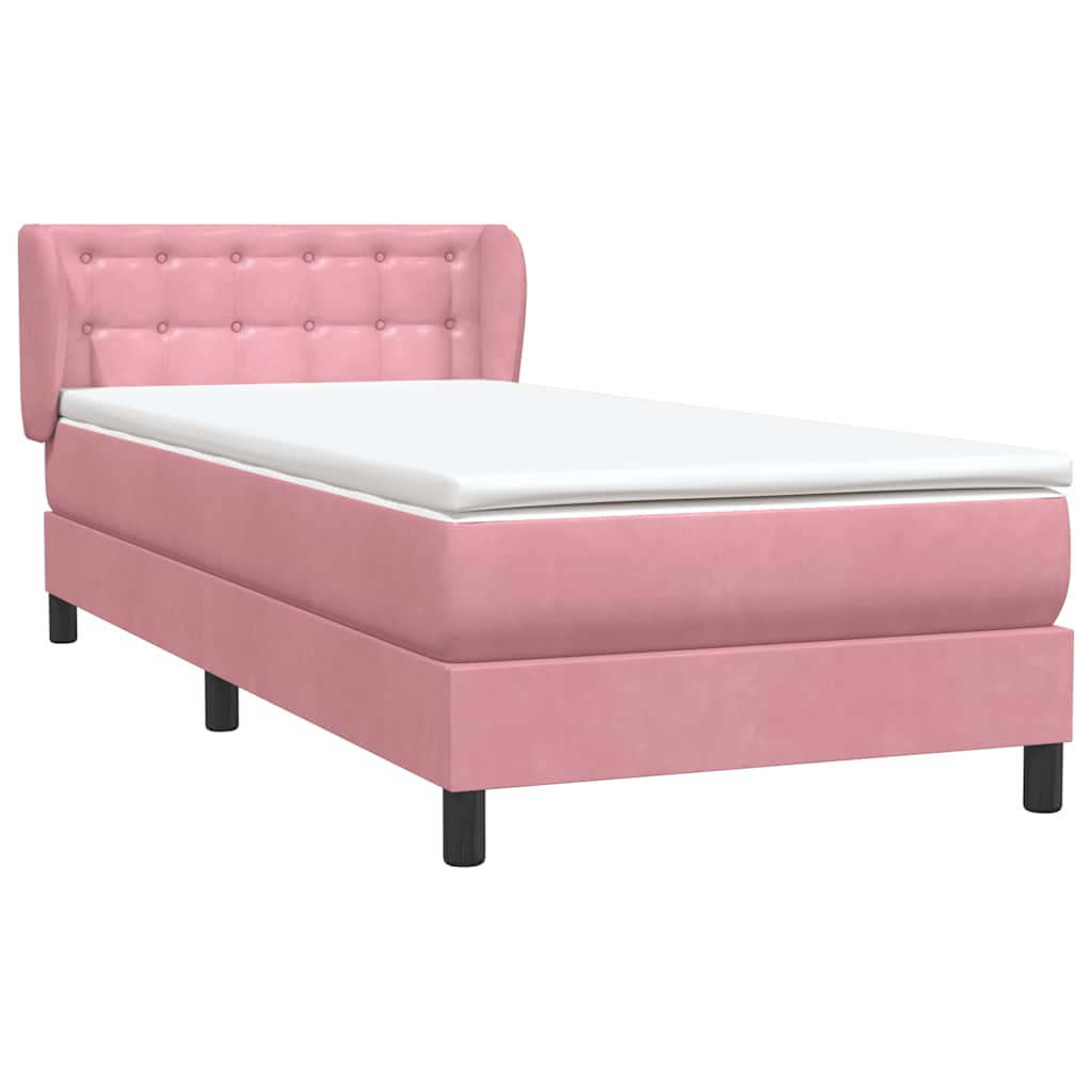 Box Spring κρεβάτι με στρώμα ροζ 80x210 εκ. Βελούδινο - Pakobazaar