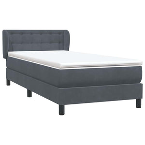 Κρεβάτι Boxspring με Στρώμα Σκούρο Γκρι 90x210 εκ. Βελούδινο - Pakobazaar