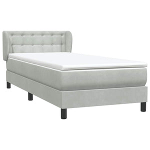 Κρεβάτι Boxspring με Στρώμα Ανοιχτό Γκρι 100x210 εκ. Βελούδινο - Pakobazaar
