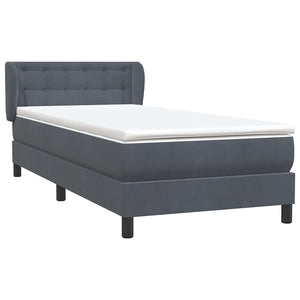 Κρεβάτι Boxspring με Στρώμα Σκούρο Γκρι 100x210 εκ. Βελούδινο - Pakobazaar