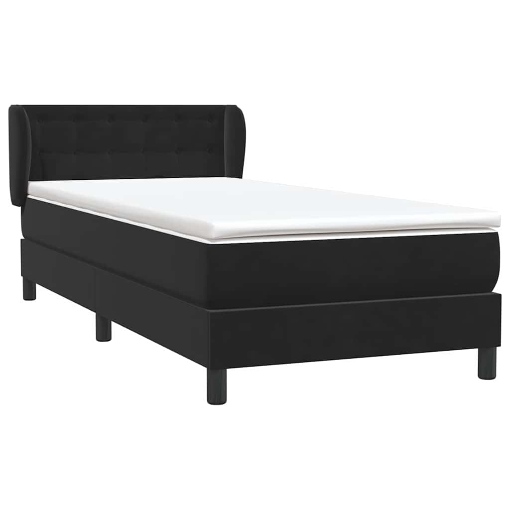 Box Spring Κρεβάτι με στρώμα Μαύρο 100x210 cm Βελούδινο - Pakobazaar