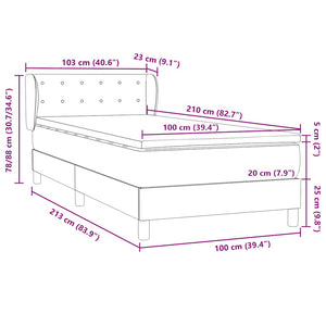 Κρεβάτι Boxspring με Στρώμα Ροζ 100x210 εκ. Βελούδινο
