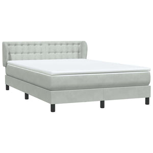 Κρεβάτι Boxspring με Στρώμα Ανοιχτό Γκρι 140x210 εκ. Βελούδινο