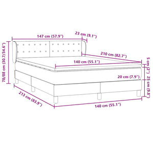 Κρεβάτι Boxspring με Στρώμα Μαύρο 1140x210 εκ. Βελούδινο - Pakobazaar