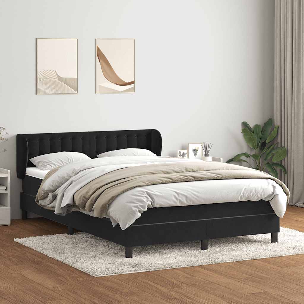 Κρεβάτι Boxspring με Στρώμα Μαύρο 1140x210 εκ. Βελούδινο - Pakobazaar
