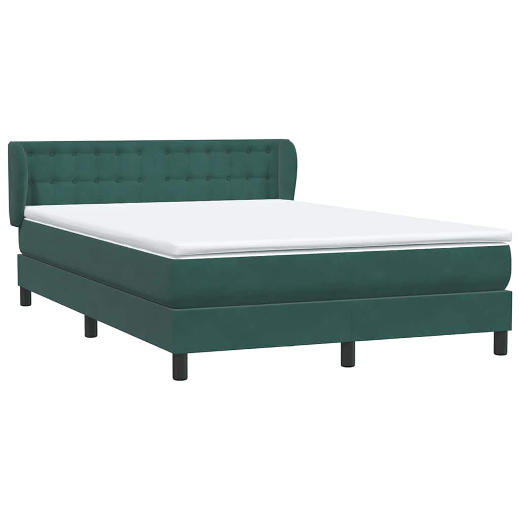 Κρεβάτι Boxspring με Στρώμα Σκούρο Πράσινο 140x210εκ. Βελούδινο