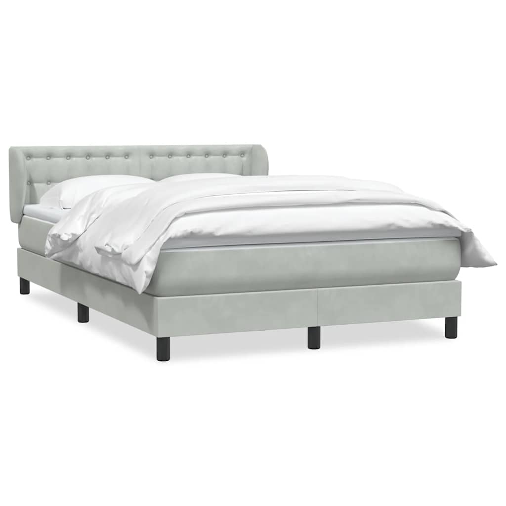 Κρεβάτι Boxspring με Στρώμα Ανοιχτό Γκρι 160x210 εκ. Βελούδινο