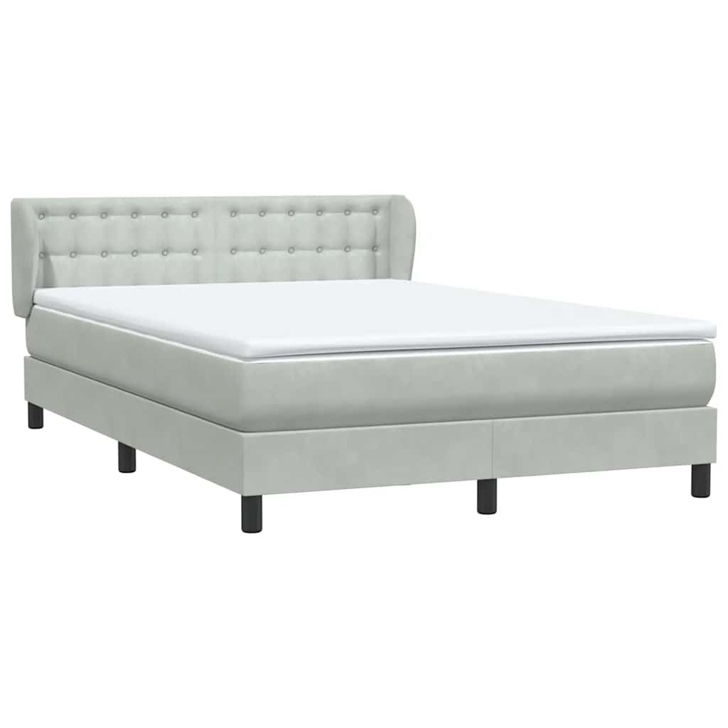 Κρεβάτι Boxspring με Στρώμα Ανοιχτό Γκρι 160x210 εκ. Βελούδινο
