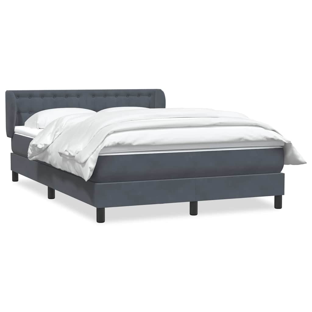 Κρεβάτι Boxspring με Στρώμα Σκούρο Γκρι 160x210 εκ. Βελούδινο - Pakobazaar