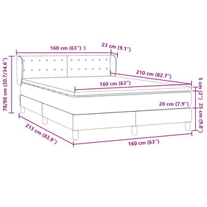 Κρεβάτι Boxspring με Στρώμα Σκούρο Γκρι 160x210 εκ. Βελούδινο - Pakobazaar
