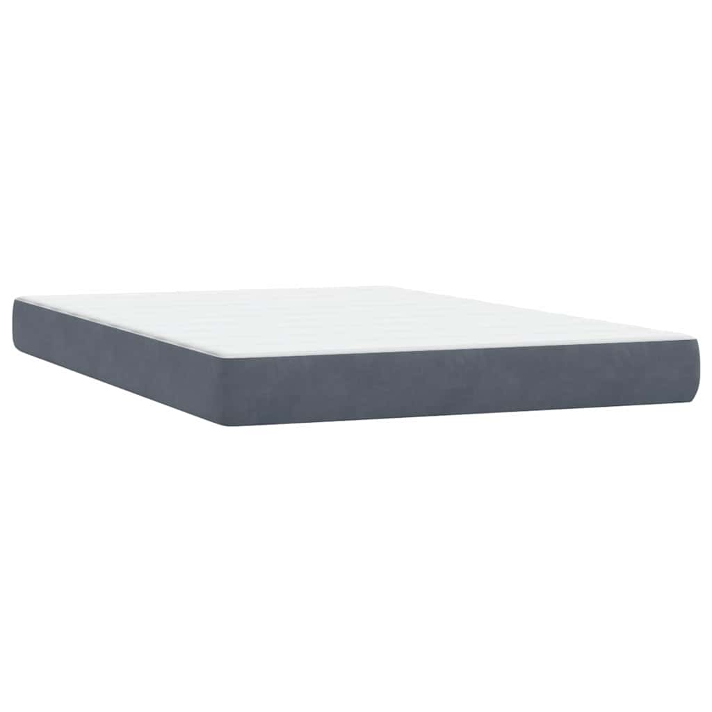 Κρεβάτι Boxspring με Στρώμα Σκούρο Γκρι 160x210 εκ. Βελούδινο - Pakobazaar