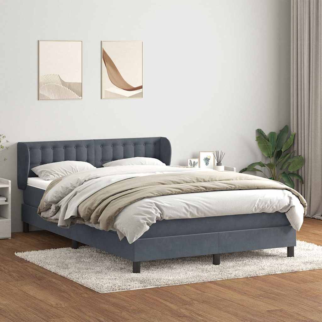 Κρεβάτι Boxspring με Στρώμα Σκούρο Γκρι 160x210 εκ. Βελούδινο - Pakobazaar