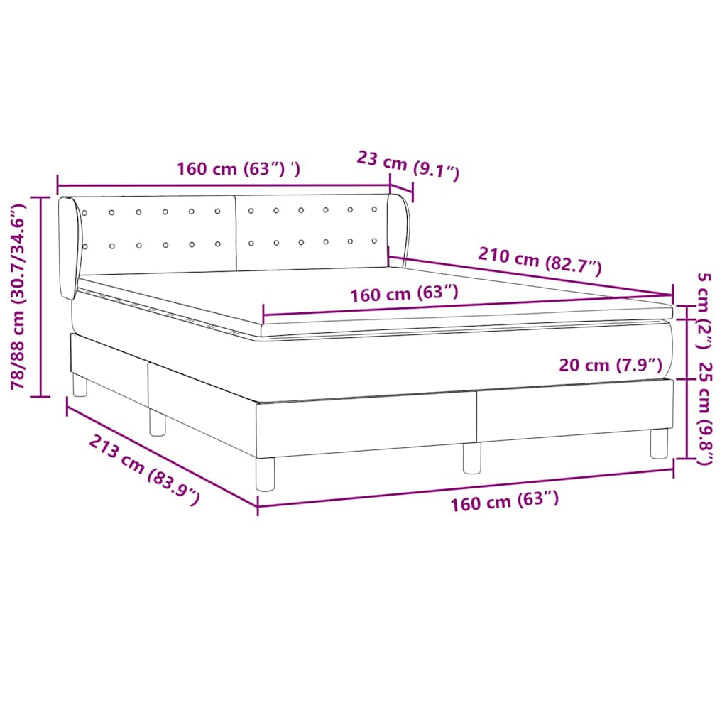 Κρεβάτι Boxspring με Στρώμα Σκούρο Πράσινο 160x210εκ. Βελούδινο - Pakobazaar