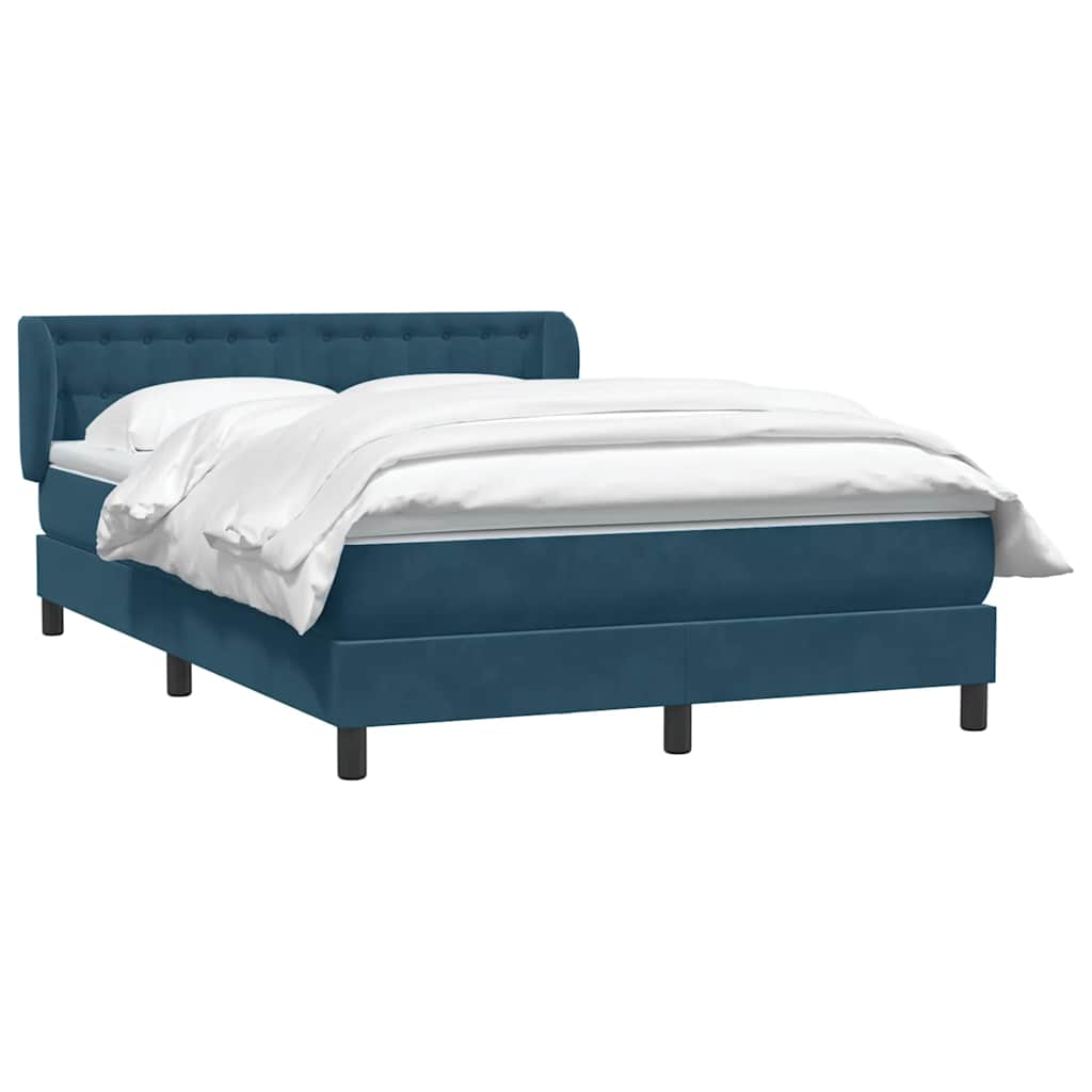 Κρεβάτι Boxspring με Στρώμα Σκούρο Μπλε 160x210 εκ. Βελούδινο - Pakobazaar