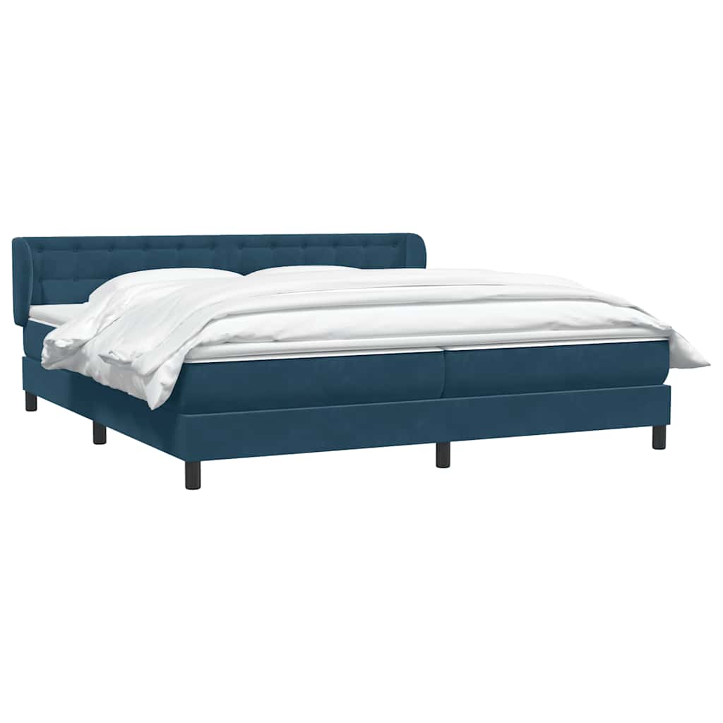 Box Spring Κρεβάτι με στρώματα Σκούρο μπλε 180x210 cm Βελούδινο - Pakobazaar