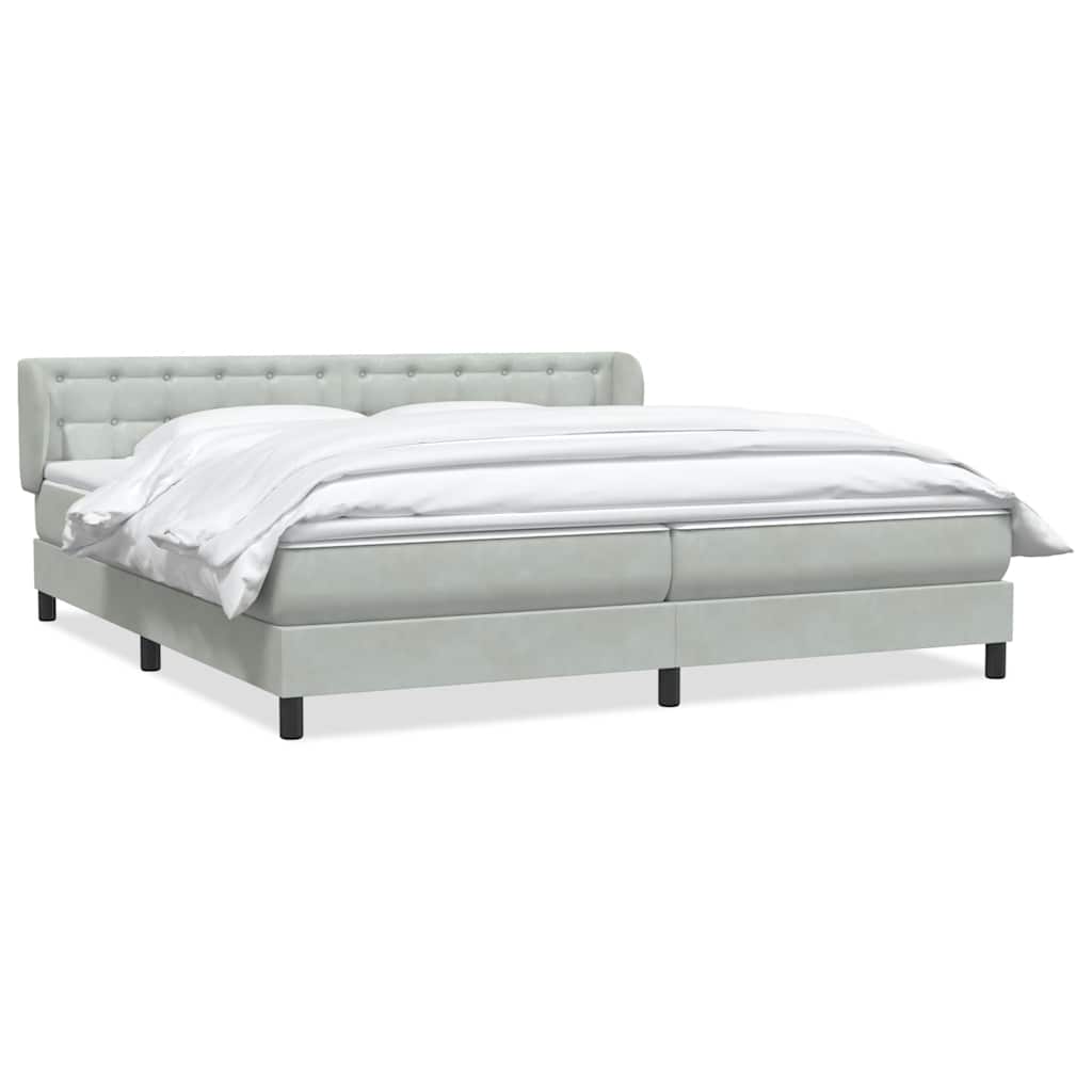Box Spring κρεβάτι με στρώματα ανοιχτό γκρι 200x210cm Βελούδινο - Pakobazaar