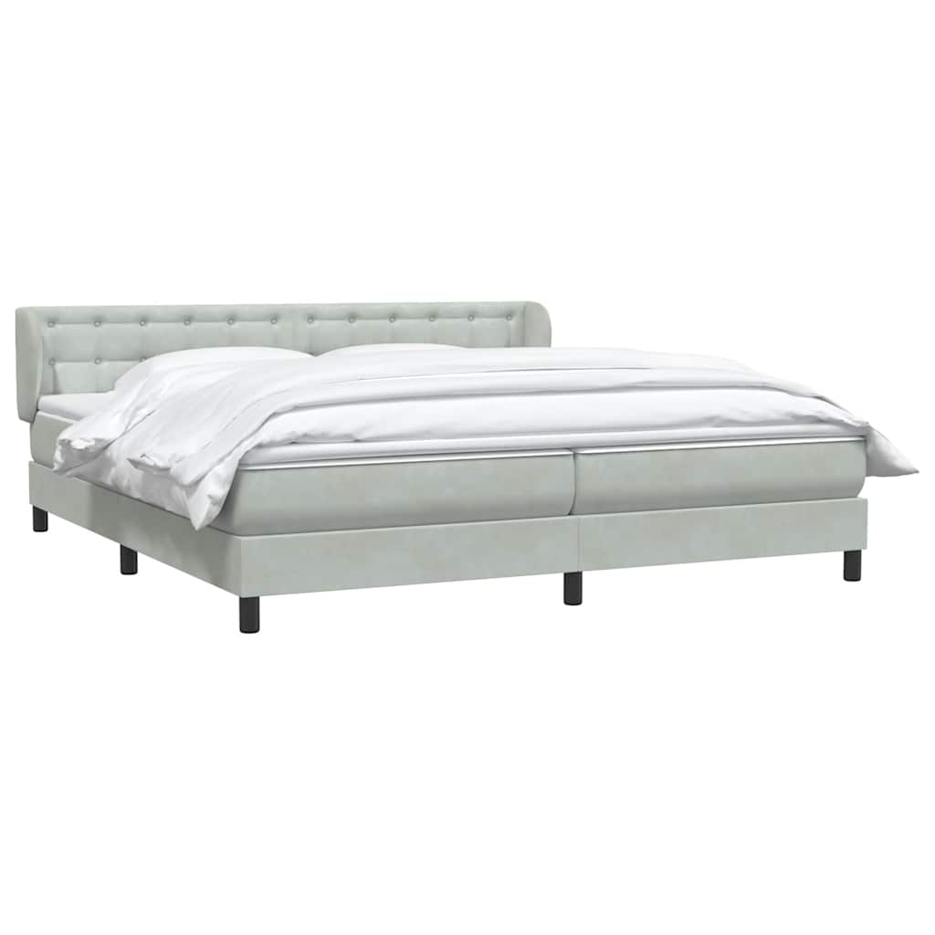 Box Spring κρεβάτι με στρώματα ανοιχτό γκρι 200x210cm Βελούδινο - Pakobazaar