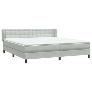 Box Spring κρεβάτι με στρώματα ανοιχτό γκρι 200x210cm Βελούδινο - Pakobazaar