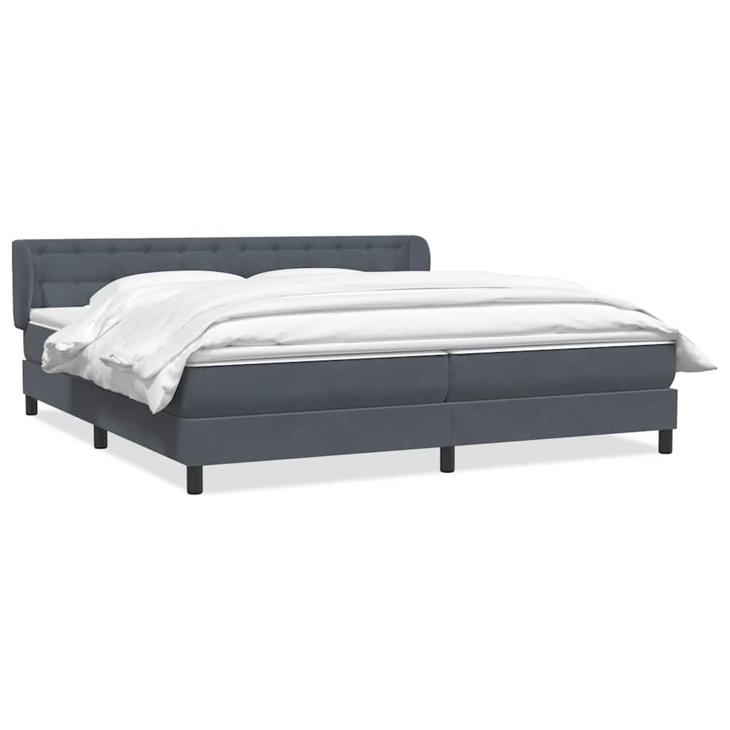 Box Spring Κρεβάτι με στρώματα Σκούρο γκρι 200x210 cm Βελούδινο - Pakobazaar