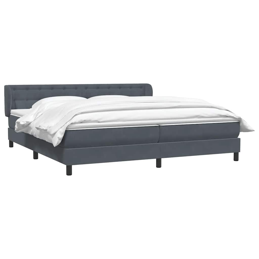 Box Spring Κρεβάτι με στρώματα Σκούρο γκρι 200x210 cm Βελούδινο - Pakobazaar