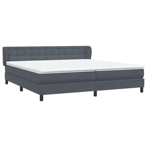 Box Spring Κρεβάτι με στρώματα Σκούρο γκρι 200x210 cm Βελούδινο - Pakobazaar