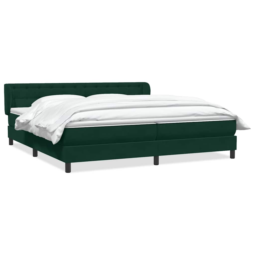 Box Spring Κρεβάτι με στρώματα Σκούρο πράσινο Βελούδινο