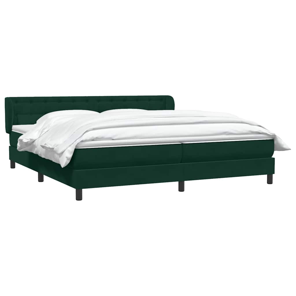 Box Spring Κρεβάτι με στρώματα Σκούρο πράσινο Βελούδινο